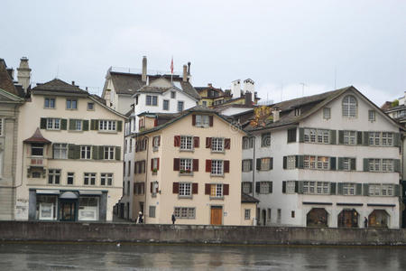 瑞士人 中心 古老的 建筑学 地标 路堤 欧洲 旅游业 河边