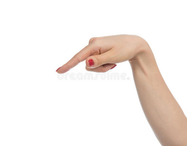 女性用手指指触摸或按压