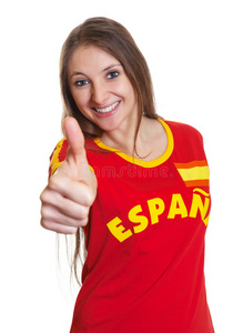 西班牙女人竖起大拇指