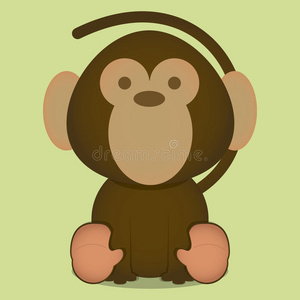 矢量卡通可爱的小猴子独自坐着