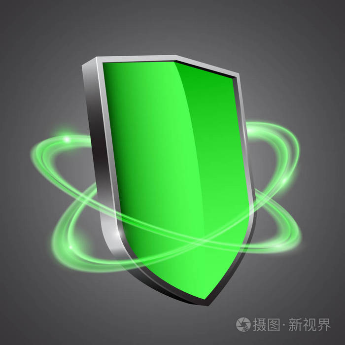 3d绿色防护罩发光效果