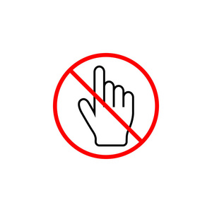 没有指针手指没有手光标线图标, 禁止标志照片