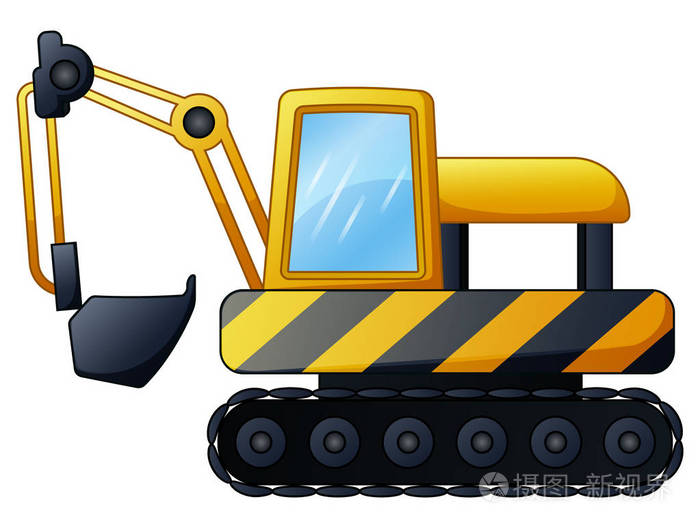 黄色挖掘机孤立在白色背景上