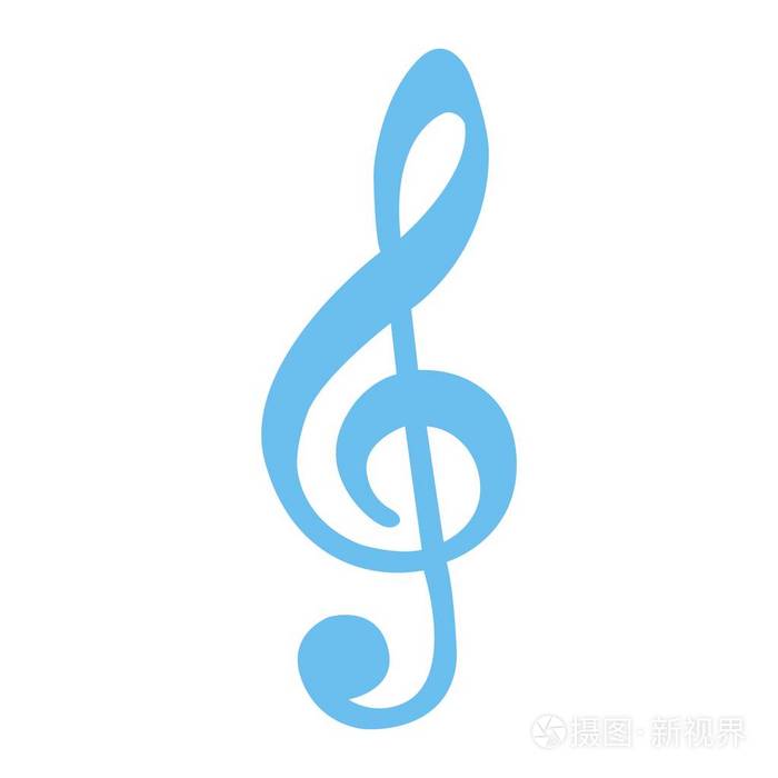 高音平面图标音乐和乐器笔记符号矢量图形一个彩色的固体图案白色背景