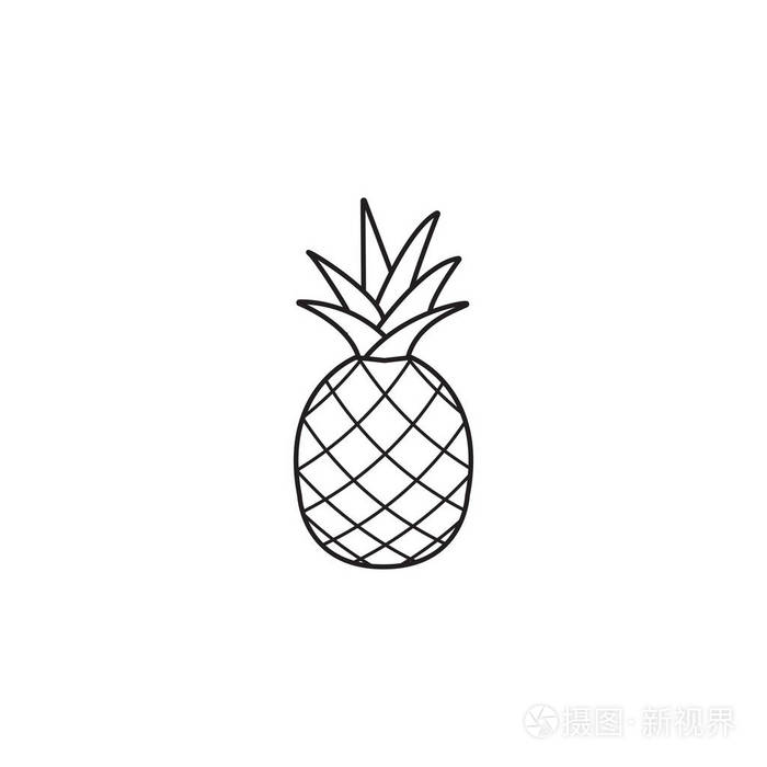 菠萝和 ananas 线图标, 健康水果