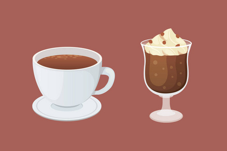 咖啡和甜点孤立矢量图