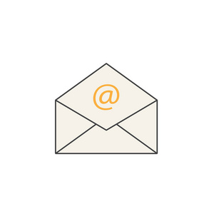 打开邮件行图标, 代表电子邮件, 信封