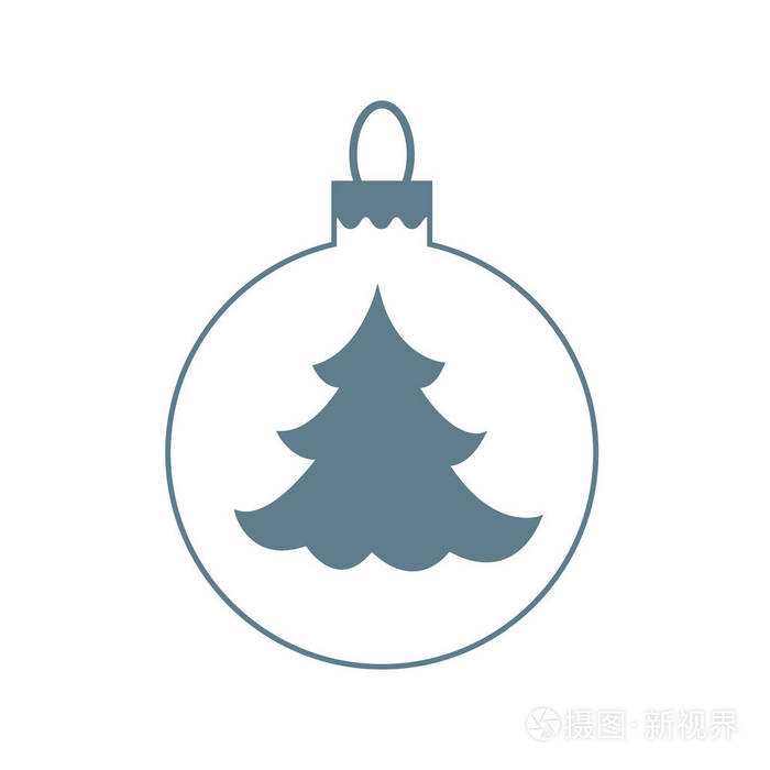 矢量图标圣诞球以剪影的圣诞树