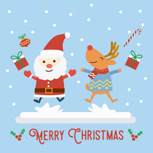 平面设计, 圣诞老人和驯鹿庆祝圣诞节