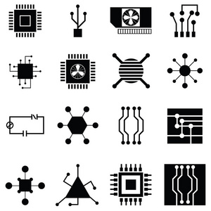 可编辑描边卡通蛋糕图标集卡通蛋糕图标集电子元器件,细线图