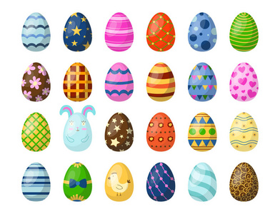 复活节彩蛋涂春图案多色有机食品假日游戏矢量图