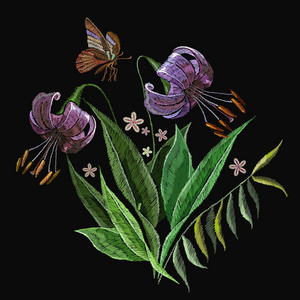 刺绣百合服装设计.绣花虎利莱斯照片