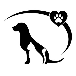猫的徽章在白色背景的狗
