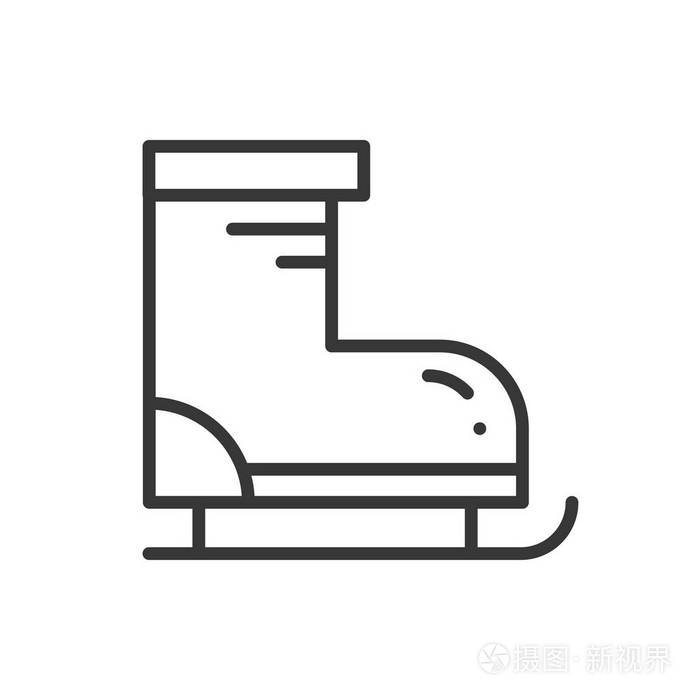 图溜冰鞋细线图标轮廓运动装饰象形冬季元素矢量简单扁线冰刀设计徽标