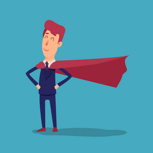 老板专业卡通成功 businesman 超级英雄穿的衣服,海角.