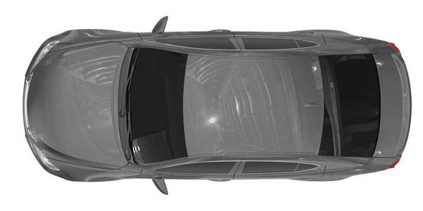 汽车隔离在白色灰色的油漆, 有色玻璃-顶部视图照片