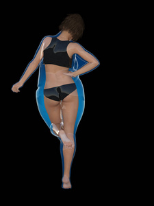 概念肥胖超重肥胖女性 vs 后减肥苗条身材健康的身体，或肌肉瘦的年轻的女子在蓝色的饮食习惯。健身 营养或肥胖肥胖，健康形状三维