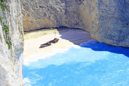 希腊的纳瓦吉奥海滩Zakynthos