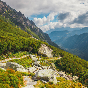 波兰高 Tatra 山脉五湖流域鸟瞰图