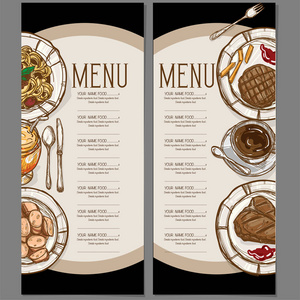菜单食品餐厅模板设计手绘图形