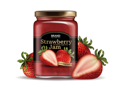 草莓果酱包装设计图片