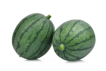 白色背景下的两个小西瓜照片