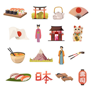 日本文化食品的正交图标
