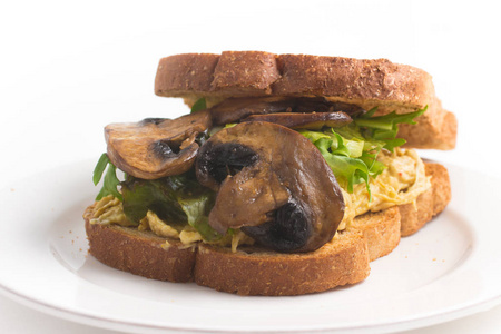 鸡蘑菇美食三明治图片