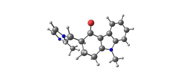 恩丹西酮分子结构在白色上分离