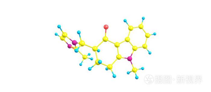 恩丹西酮分子结构在白色上分离