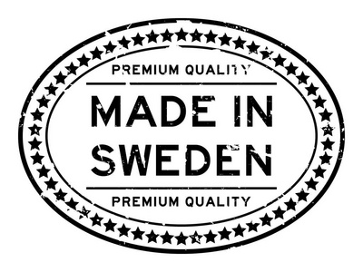 瑞典制造的垃圾黑色高级品质在白色背景上的椭圆形橡皮印章