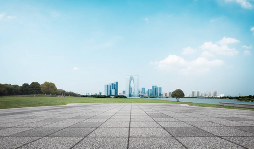 空心砖地板和城市景观