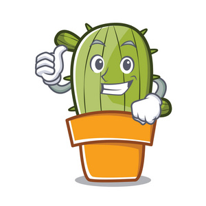 竖起大拇指可爱的仙人掌卡通人物照片