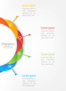 信息为您的业务数据设计元素, 其中包括4选项部件步骤时间线或流程。圆圆概念, 向量图解