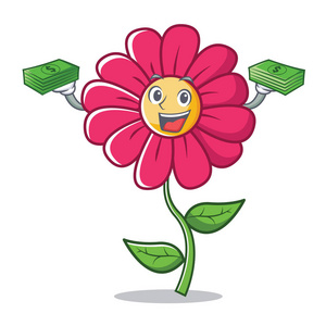 与金钱粉红色的花字符卡通照片