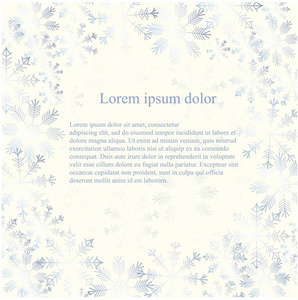 白色背景上的蓝色雪花, Lorem ipsum 股票矢量插图