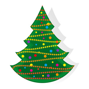 装饰圣诞树的花环在星星的形状。圣诞节和新年装饰的元素。矢量