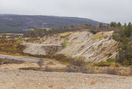 贫瘠沙漠挪威中部一个美丽的沙丘.斯堪的纳维亚中部的北部沙漠秋天.