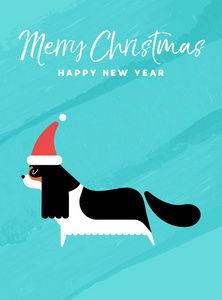 圣诞节和新年节日狗贺卡图片