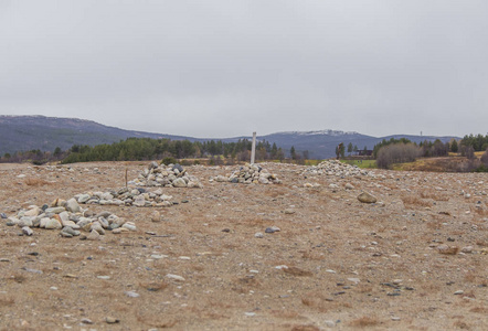 贫瘠沙丘挪威中部一个美丽的沙丘.斯堪的纳维亚中部的北部沙漠秋天.