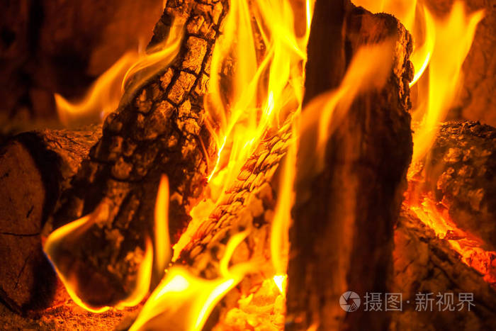 炉火在壁炉中燃烧, 火焰取暖