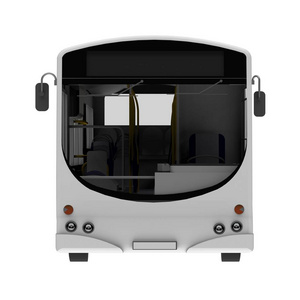 城市白色公共汽车模板。旅客运输。3d 插图