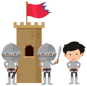 三骑士在城堡塔照片