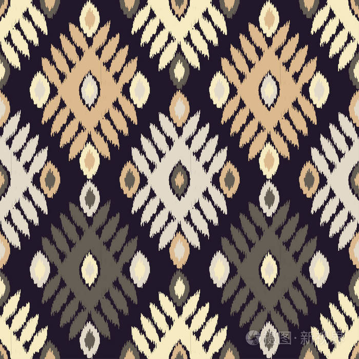 民族波西米亚风无缝模式.乱涂乱画纹理.复古花纹.纺织融洽