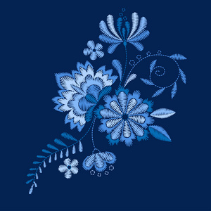 多彩民族花颈线.时尚刺绣.矢量图.照片