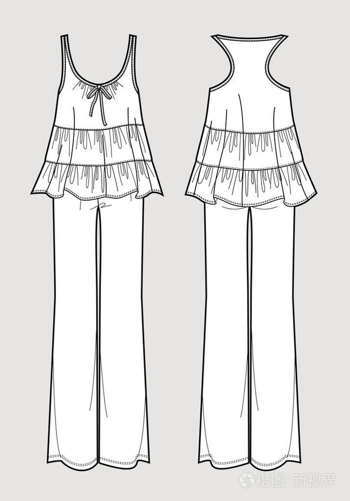 丝绸睡衣套装. 浪漫的上衣和短裤. 孤立的矢量.