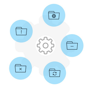 矢量插图5文件夹图标。可编辑的减号删除恢复和其他元素包