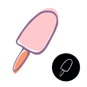 冰淇淋图标。爱斯基摩草莓的载体。涂鸦卡通风格