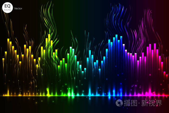 音乐节拍矢量.灯光背景抽象均衡器.声波.音频均衡技术.详细的矢量散.
