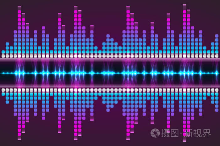 音乐节拍矢量.灯光背景抽象均衡器.声波.音频均衡技术.详细的矢量散.